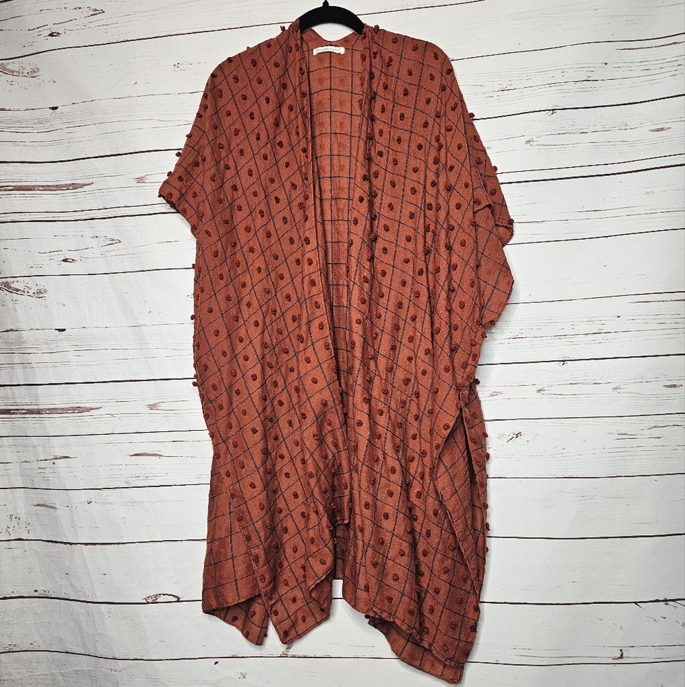 Do Everything in Love Rust Geometric Pom Accent Patterned Kimono